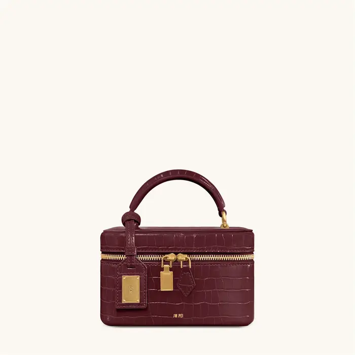 Sac à bandoulière vintage français JW PEI en cuir croco gaufré pour femme