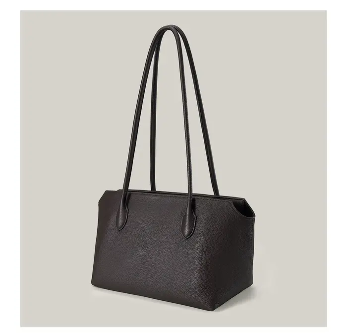 Sac à bandoulière en cuir véritable TR, sac fourre-tout Terrasse à longue sangle, sac à main uni style ROW, sac sous le bras pour femme