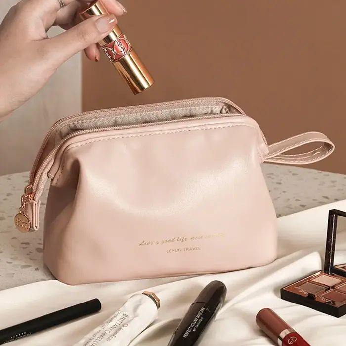 Pochette à maquillage élégante en cuir PU