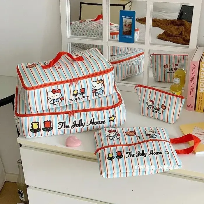 Nouveaux sacs de rangement de voyage rayés Kt 2026, organisateurs de valise étanches pour vêtements, sous-vêtements, chaussures, cadeau