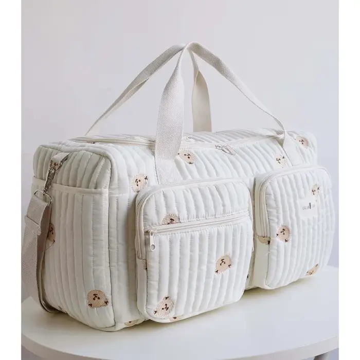 Petit ours sac à couches brodé grande capacité léger sac fourre-tout à langer loisirs avec bandoulière sac de maman