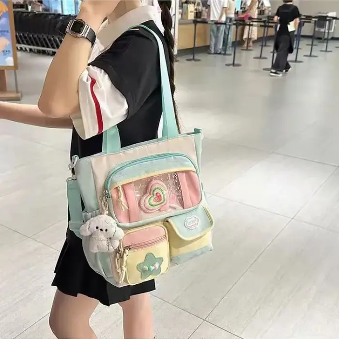 Nouveau doux et mignon fille Ulzzang dessin animé Ita sac Style Preppy grande capacité sac fourre-tout décontracté une épaule sac à bandoulière