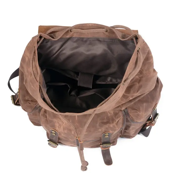 Nesitu – sacs à dos Vintage A4 en cuir véritable et toile cirée pour femmes et hommes