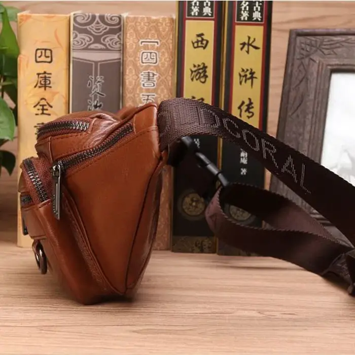 Sac banane en cuir véritable pour hommes