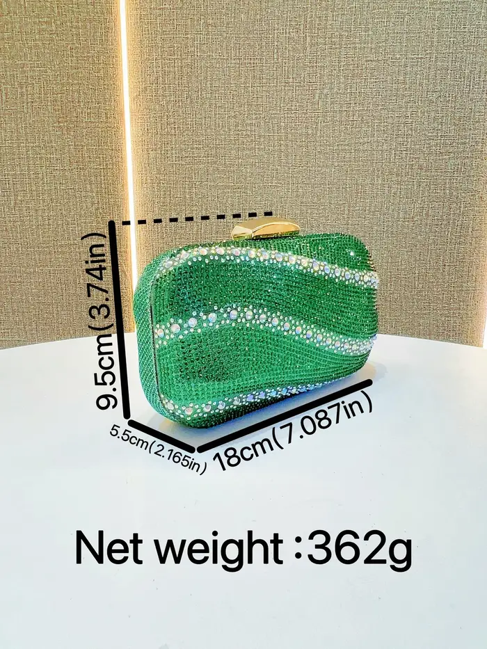 Pochette de soirée vintage vert émeraude ornée de strass