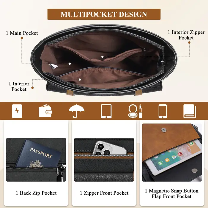 Sac à bandoulière chic pour femme en cuir PU souple