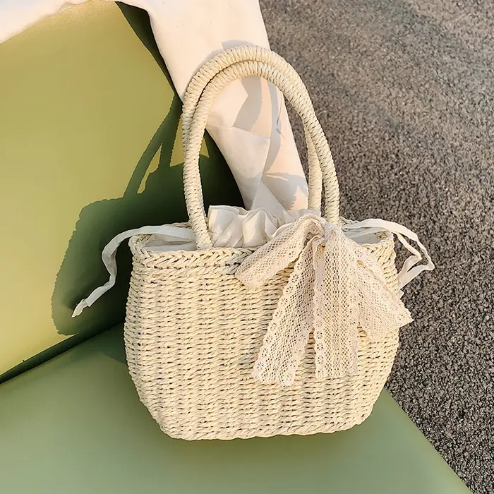 Sac à bandoulière tissé en rotin pour femmes, sacs à main en paille, sac à panier d'été, sac de plag