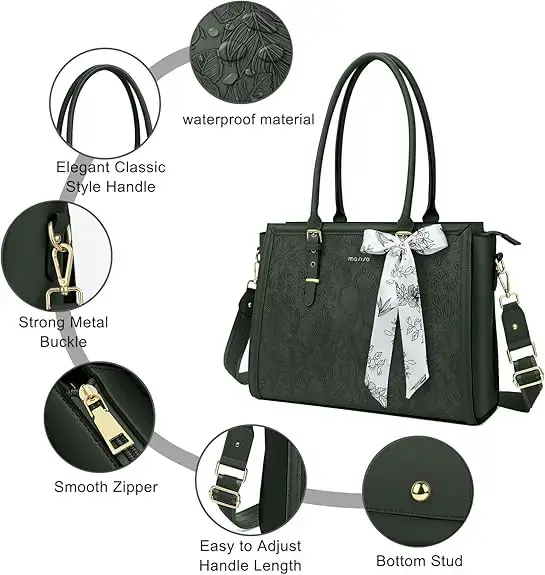 MOSISO sacs fourre-tout 15.6 17.3 pouces pour grande capacité étanche en cuir PU pour femmes sac d'affaires bureau Design dames mode