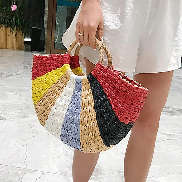 Sac à main coloré en rotin et osier pour femmes