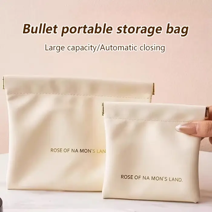 Mini sac de rangement de maquillage en cuir PU Simple pour rouge à lèvres