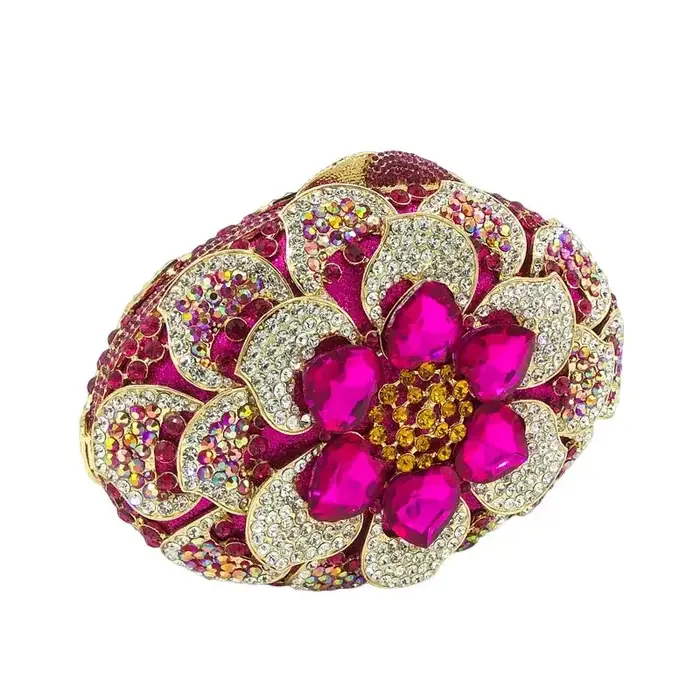 Pochette rose en cristal pour femme