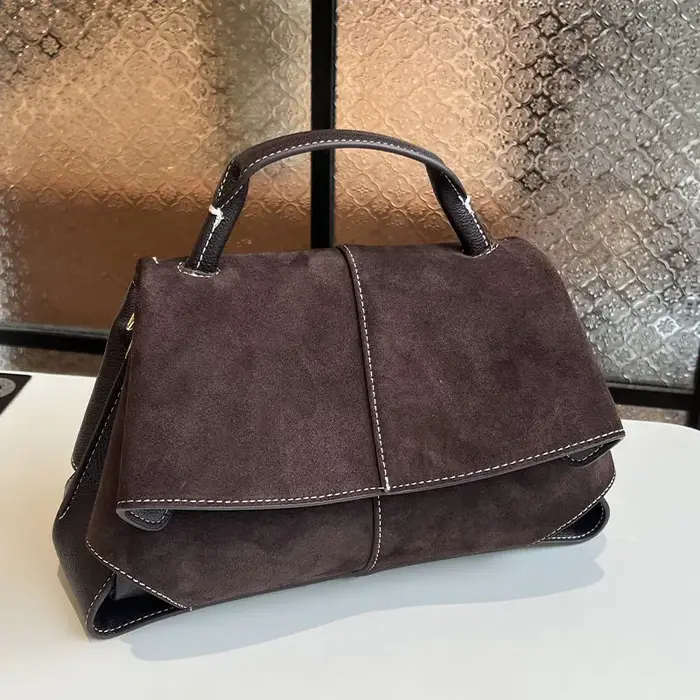 Sac à main givré pour femmes, sac à bandoulière français à rabat en daim haut de gamme, sac de luxe