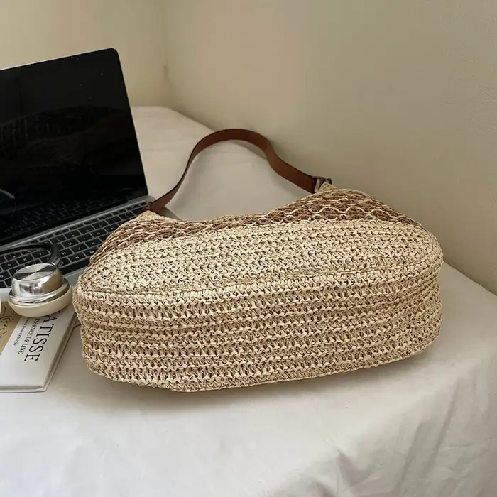 Sac fourre-tout en paille grande capacité