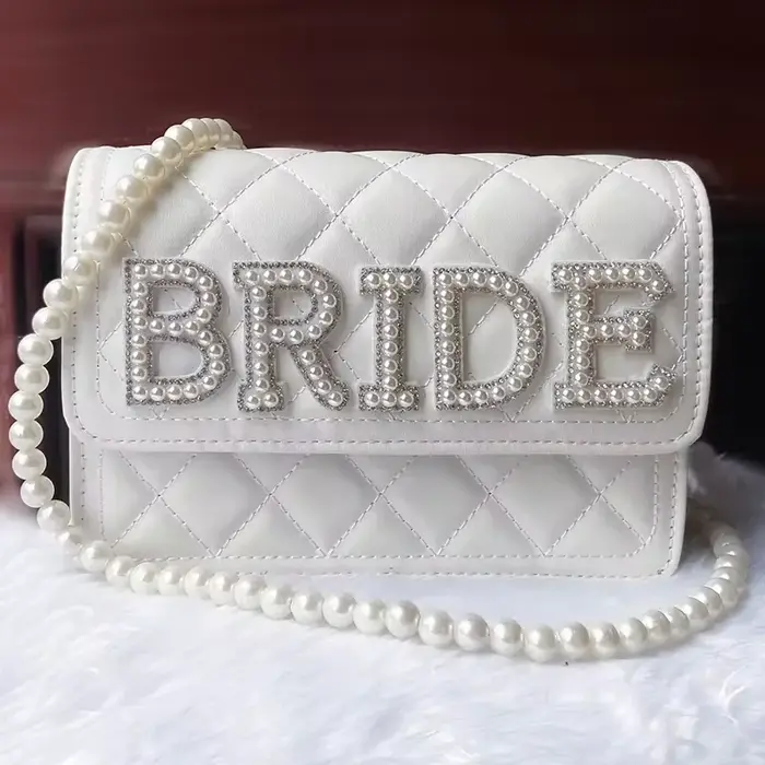 Pochette perlée pour enterrement de vie de jeune fille, décoration pour réception de mariage, fiança