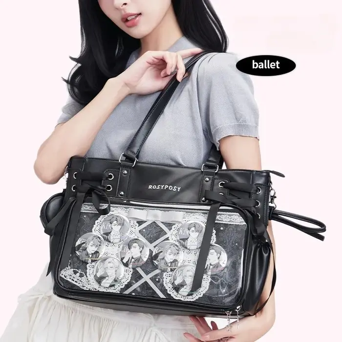 Bandage Bow Ita Sac haute capacité sous les bras Sac Femme douce fille Transparent Bolsos Mujer sacs à bandoulière