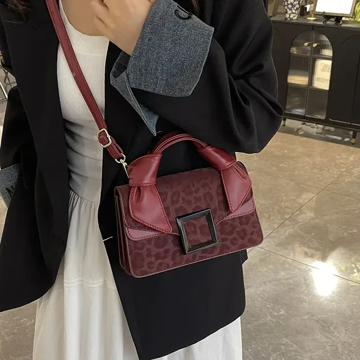 Petit sac carré Vintage imprimé léopard