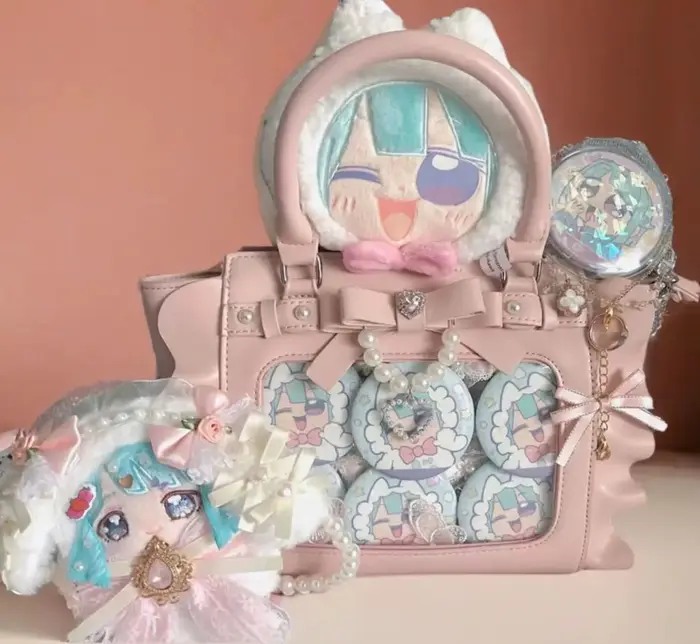Harajuku carré rose Ita sac femmes nouveau japonais perle poignée sac de messager portefeuille femme doux mignon sacs à bandoulière esthétique
