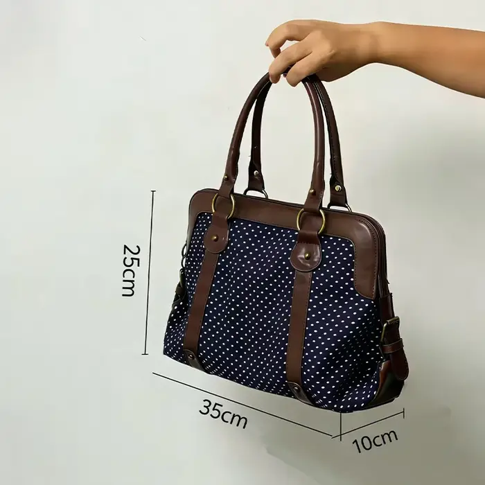 Sac fourre-tout vintage à pois pour femme