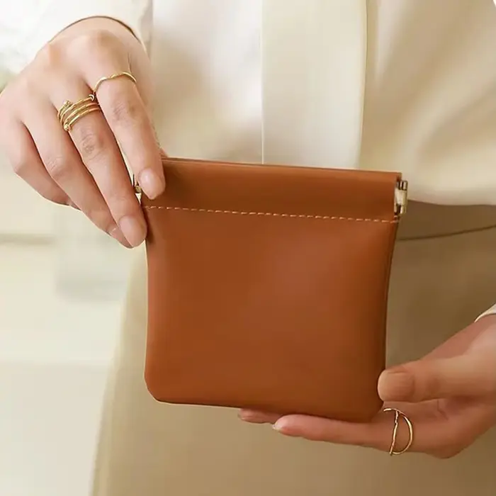 Mini sac de rangement de maquillage Simple en cuir PU pour femmes