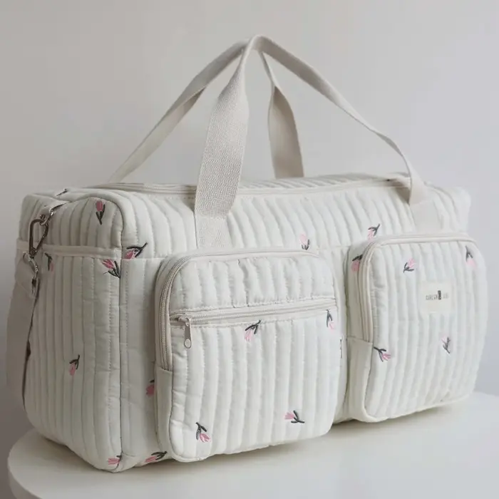 Petit ours brodé sac à couches pour bébé grande capacité pratique sac fourre-tout à langer avec bandoulière loisirs