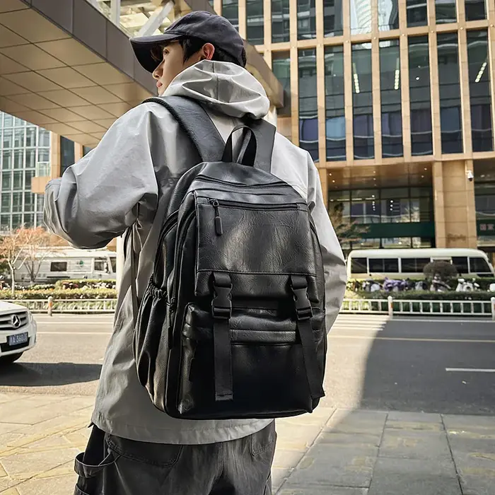 Sac à dos pour hommes mode cuir Pu étanche homme pochette d'ordinateur sacs à dos coréens grand sac d'école mâle sac à dos étudiant Pc sac à dos