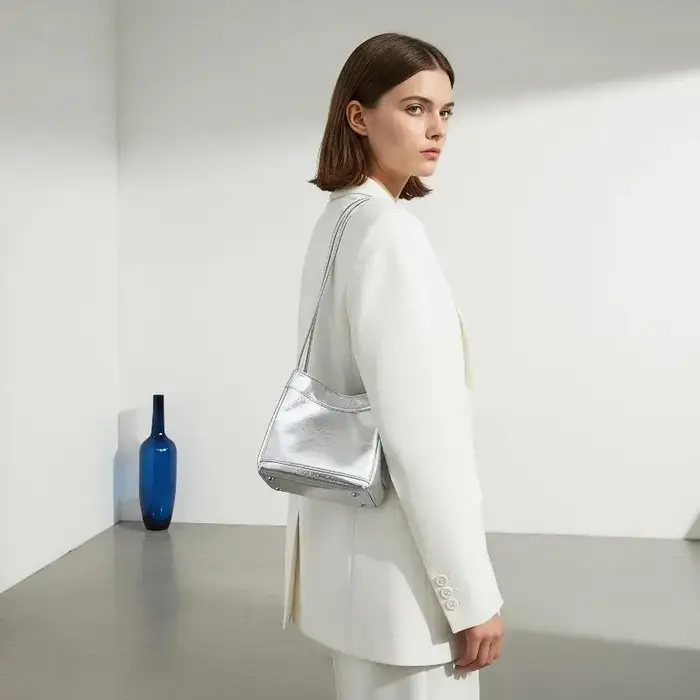 Sac seau argenté pour femmes