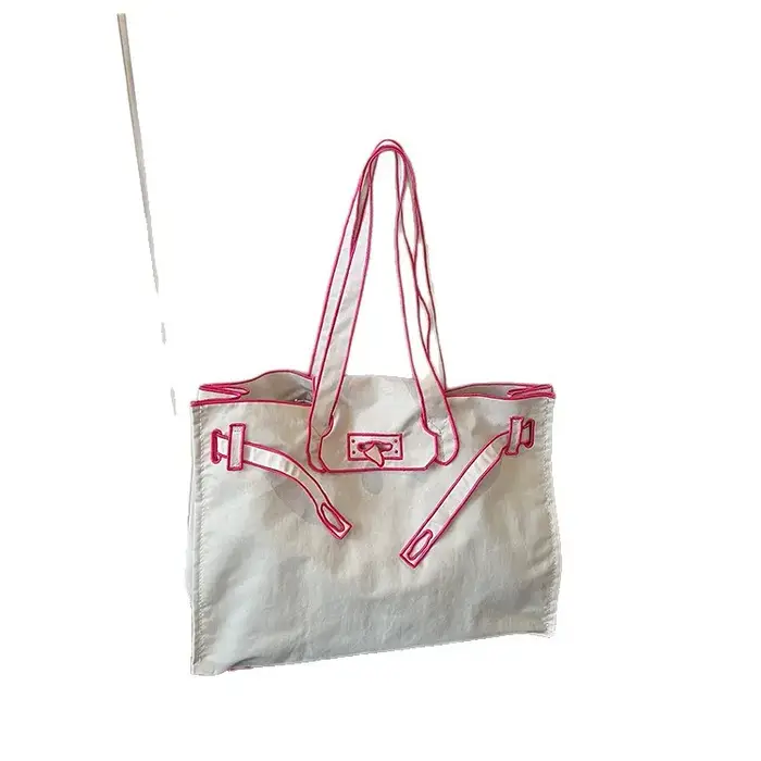 Sac fourre-tout en toile brodé grande capacité