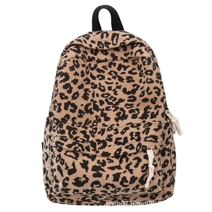 Sac à dos léger décontracté à imprimé léopard, grande capacité, sac d'école tendance et polyvalent, 