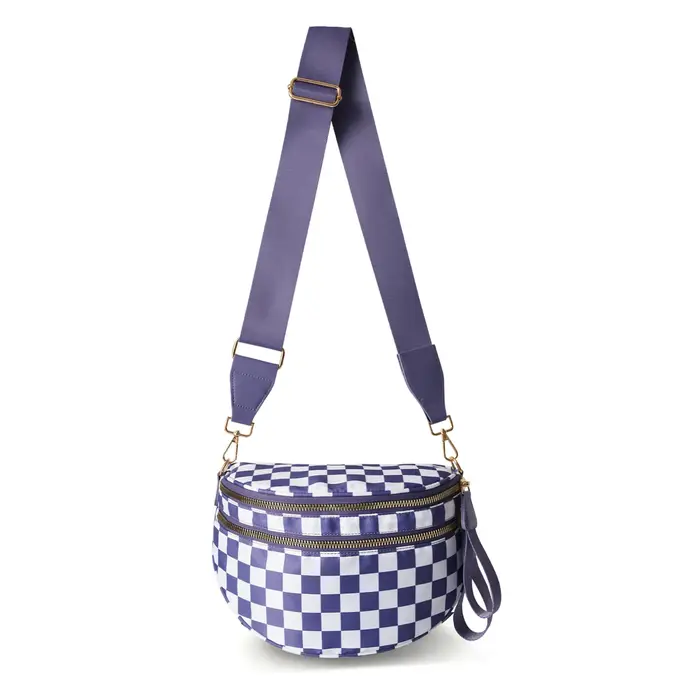 DOYOGI noir et blanc à carreaux spacieux Bum sac sacs à bandoulière pour femmes en Nylon essentiels de voyage sac de
