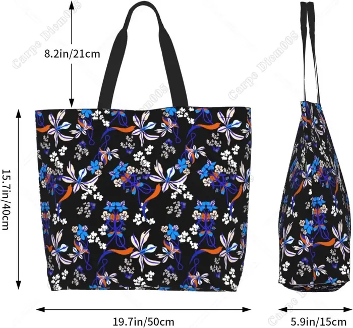 Sac fourre-tout floral bleu vintage pour femme