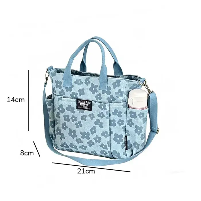 Sac fourre-tout en toile multifonctionnel à motif floral 3D