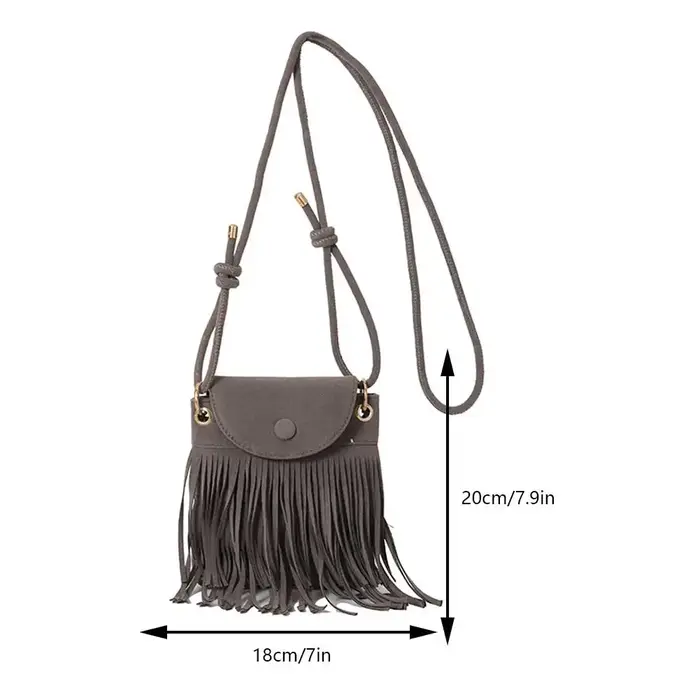 Sac messager design frange avec sangle réglable, sac réactivé, sac à pompon en cuir de cheminée, aut