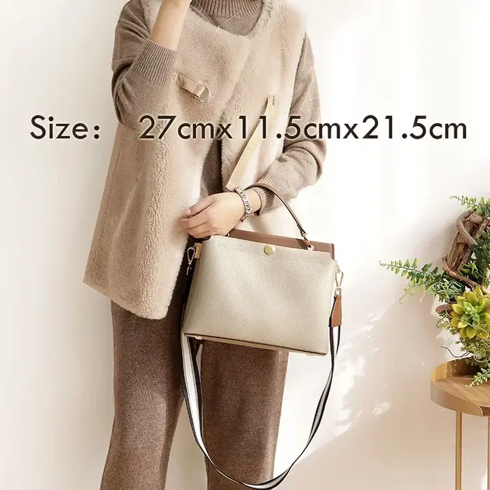 Sac à main classique en cuir véritable pour femme