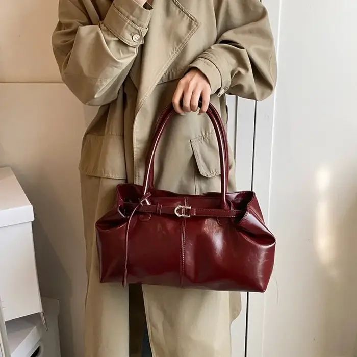 Nouveau Sac à main en cuir PU huile grande capacité sac à bandoulière décontracté sac fourre-tout multifonctionnel femmes