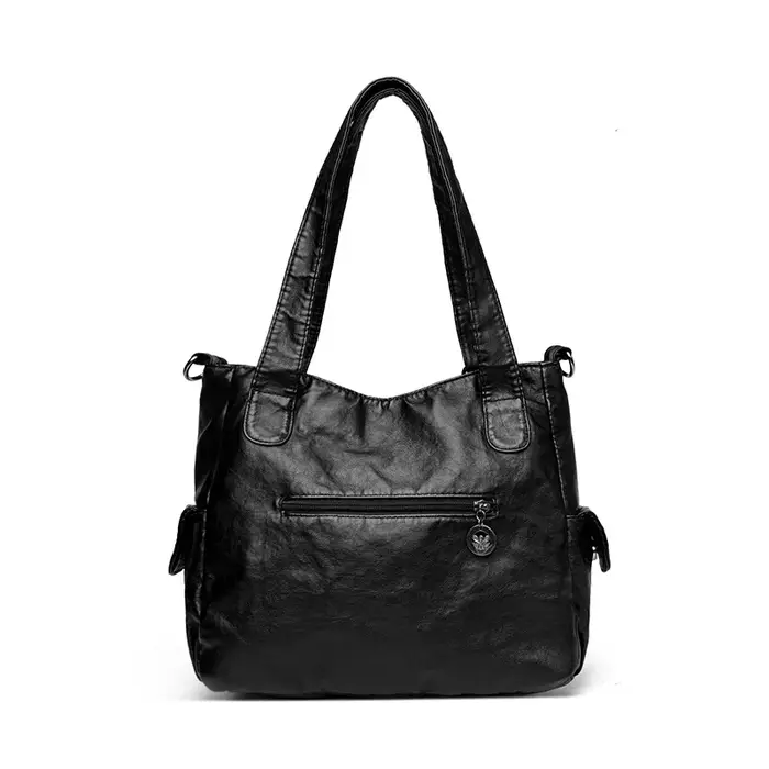 Sac fourre-tout à bandoulière en cuir lavé grande capacité pour femme