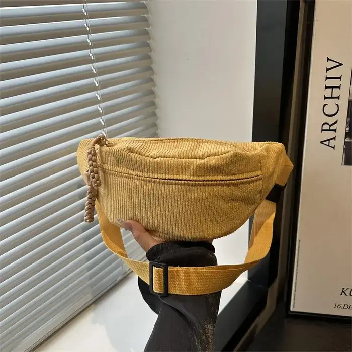 ♥ Sac banane en velours côtelé pour femmes, sac à bandoulière à sangle réglable, sac de poitrine à l