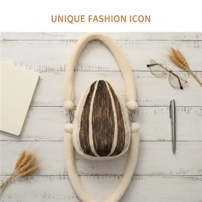 Sac bandoulière en peluche en forme de grain de tournesol