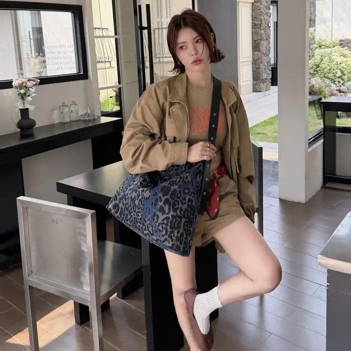 Sac fourre-tout de luxe en toile à motif léopard