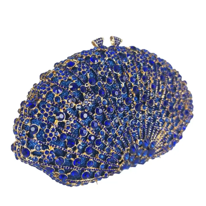 Boutique De FGG bleu Royal femmes pochette en cristal sacs à main De soirée mariée strass