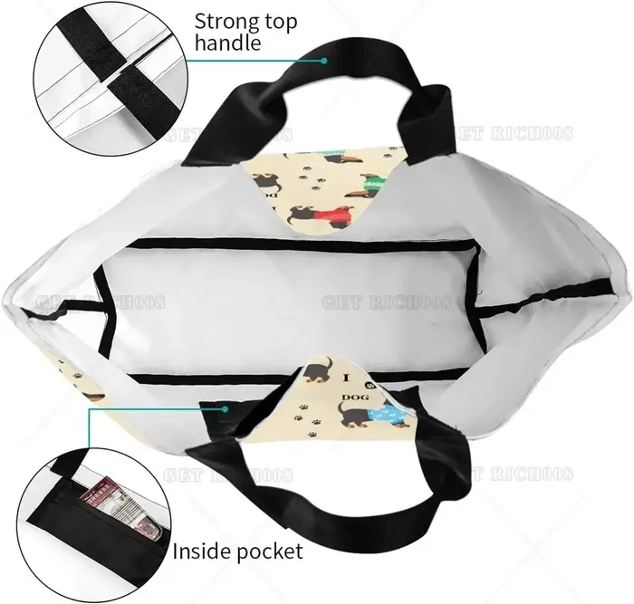 Sac fourre-tout chien teckel pour femme