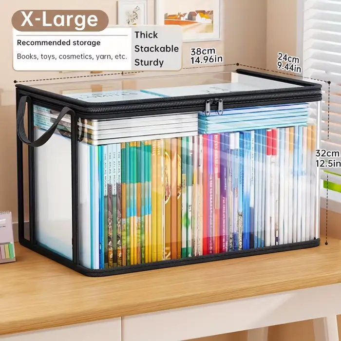 Sac de rangement en PVC avec couvercle rabattable et fenêtre de visualisation – Organisateur rectangulaire durable pour