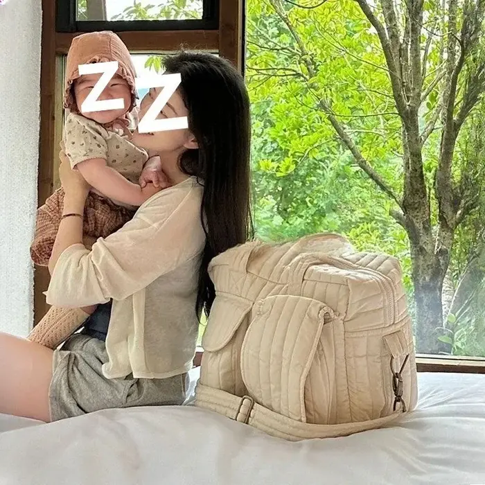 Sac à couches matelassé en coton pour bébé
