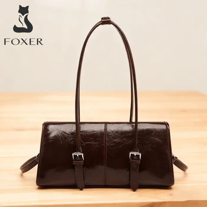 FOXER 2026 Nouvelle collection printemps – Sac à bandoulière pour femme en cuir véritable, style rét