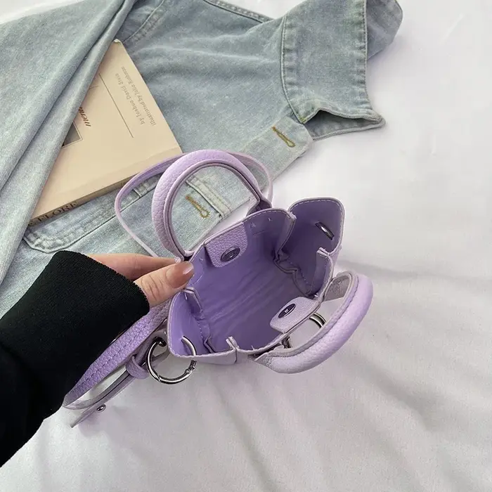 Super Mini Sac à bandoulière pour femmes mode rouge à lèvres pochette Sac seau Sac à Main porte-monnaie violet Pu cuir