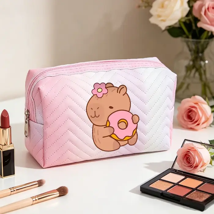 Trousse de Maquillage Capibara Attrayante pour Femmes, Grande Capacité, Motif Anime Dessin Animé, Po