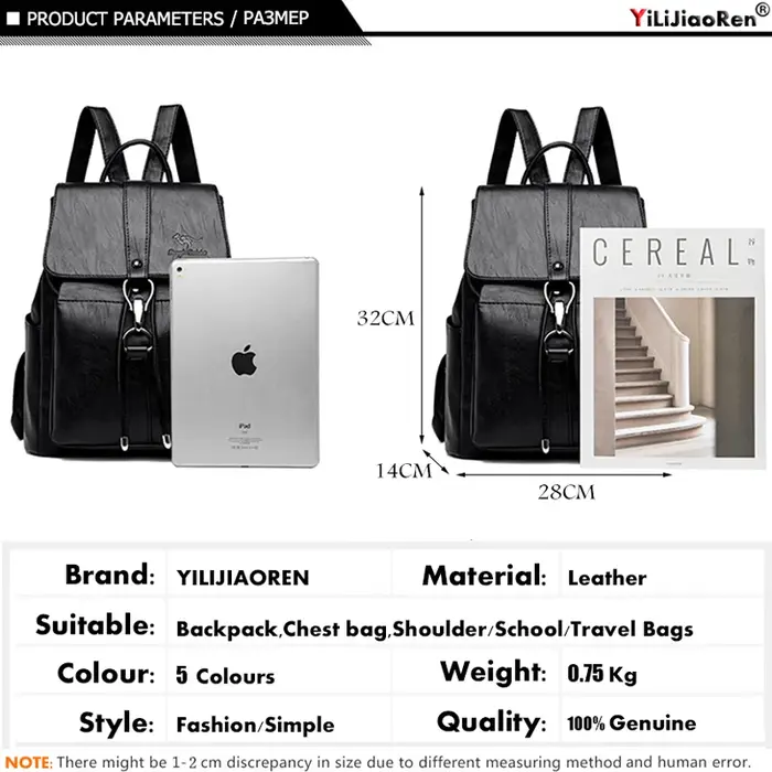 Sac à dos antivol en cuir de grande capacité pour femme