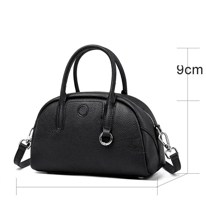 Sac à main noir pour femmes, en cuir véritable, délicat, durable, portable, pratique, à la mode, sûr