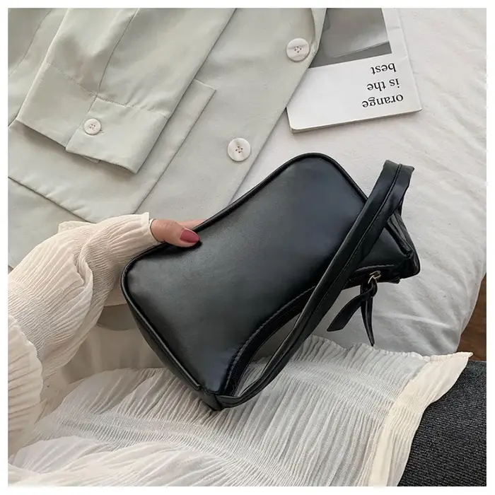 Nouveau rétro souple en cuir PU femmes épaule sous les bras sacs décontracté couleur unie petit haut-poignée