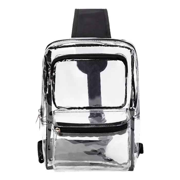 Sac de poitrine transparent en PVC TINYAT, trois poches, facile à passer à travers les points de con