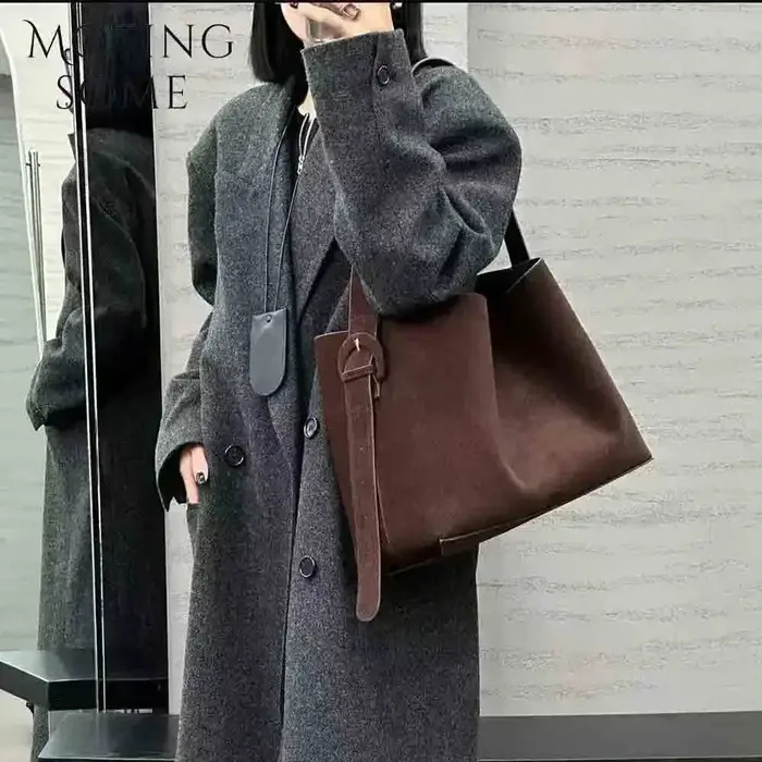 Motingsome-Sac à main en cuir suédé pour femme, sac surdimensionné, sacs d'hiver de luxe, peau de va